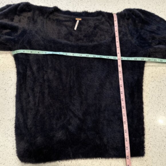 Free People Large Black Sweater Moonbeam Pullover Soft‎ Fuzzy 3/4 Sleeve Soft - Picture 7 of 10